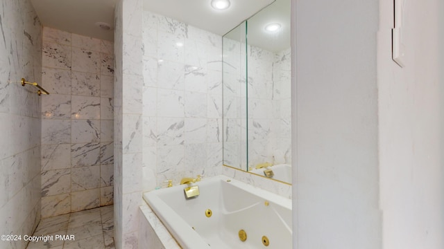 1220 Wyoming Ave, Forty Fort, PA 18704 - full bath featuring walk in shower, a jetted tub, and recessed lighting