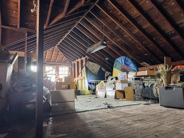 view of unfinished attic