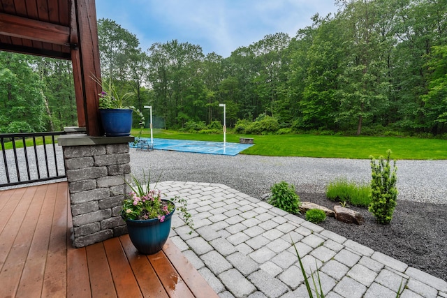 65 Poho Cir, Lehighton, PA 18235 - view of patio featuring a forest view