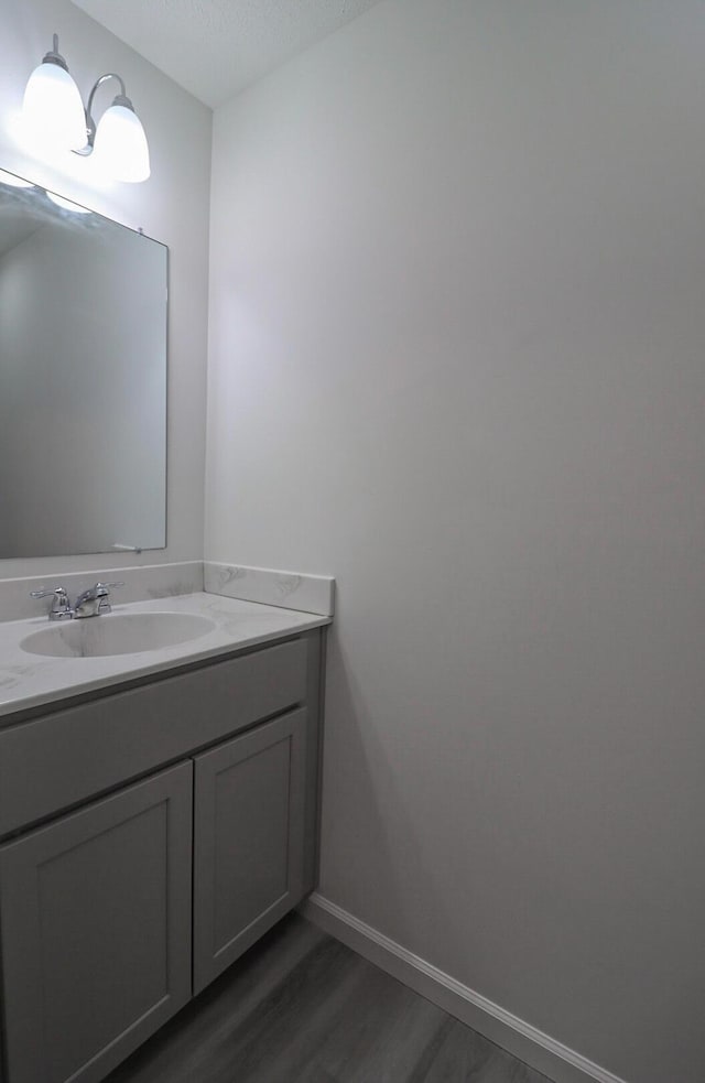 8305 Utopia Ln, East Stroudsburg, PA 18302 - bathroom featuring wood finished floors, vanity, and baseboards