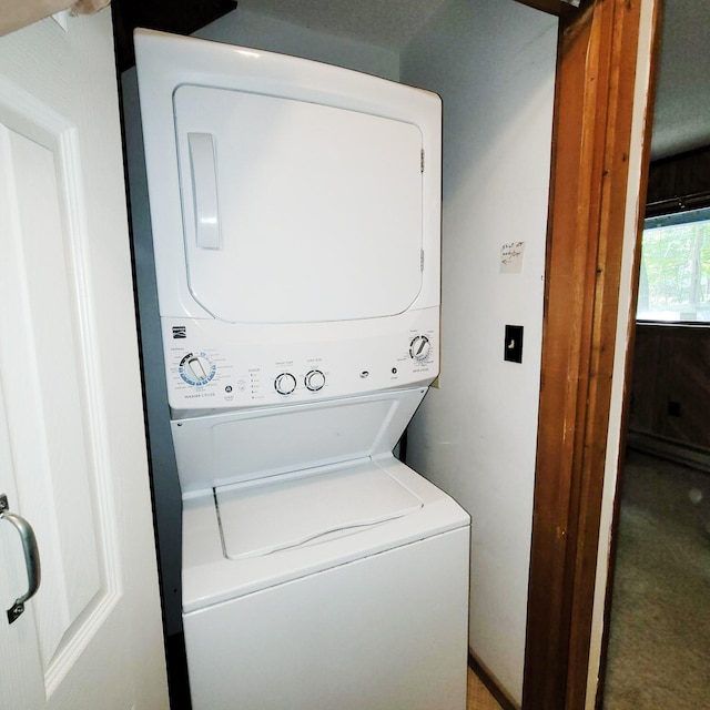 1119 Porter Dr, Bushkill, PA 18324 - washroom with stacked washer / dryer