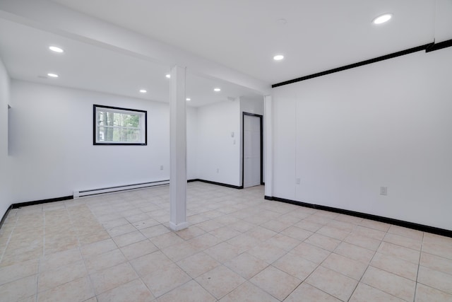 8066 Red Squirrel Dr, Tobyhanna, PA 18466 - empty room with a baseboard radiator, baseboards, and recessed lighting
