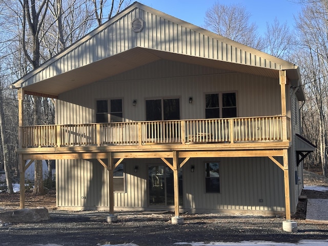 view of front of home with a deck