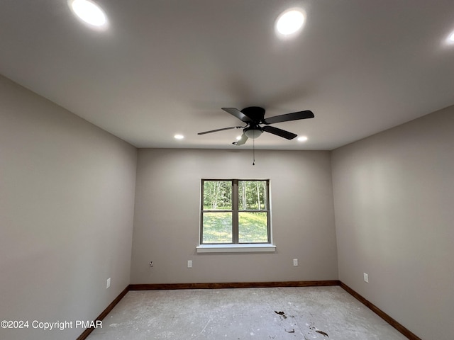 39 Wolf Way, White Haven, PA 18661 - spare room featuring a ceiling fan, concrete flooring, baseboards, and recessed lighting