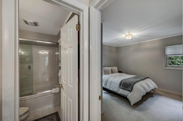14 Ace Ln, East Stroudsburg, PA 18301 - bedroom featuring baseboards, carpet floors, ornamental molding, and ensuite bathroom