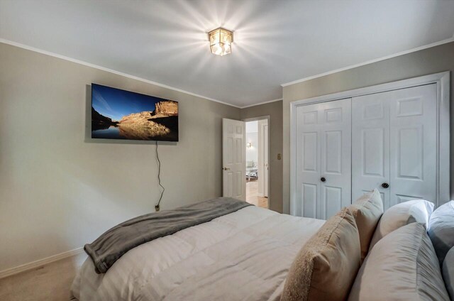 14 Ace Ln, East Stroudsburg, PA 18301 - carpeted bedroom with baseboards, a closet, and crown molding