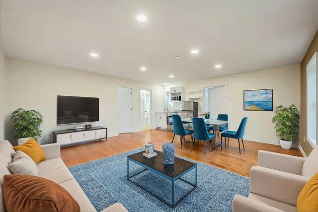 428 Shook Ave, Stroudsburg, PA 18360 - living room with light wood finished floors and recessed lighting