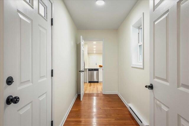 428 Shook Ave, Stroudsburg, PA 18360 - hall featuring a baseboard radiator and wood finished floors