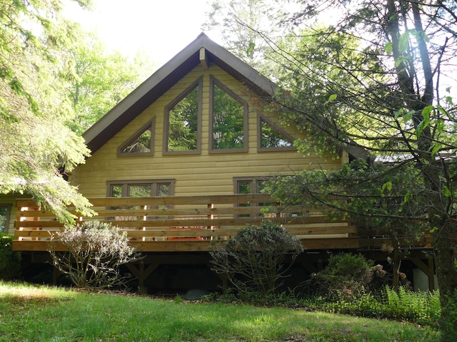 1006 Mill Creek Rd, Newfoundland, PA 18445 - rear view of house with a wooden deck