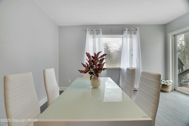 dining space featuring light wood-type flooring