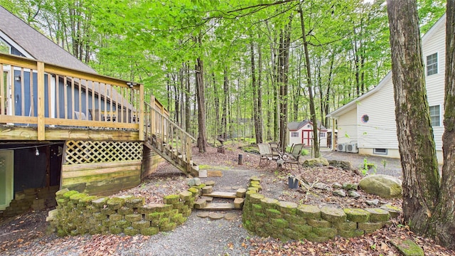 112 Moshannon Dr, Pocono Lake, PA 18347 - view of yard featuring a deck and stairway