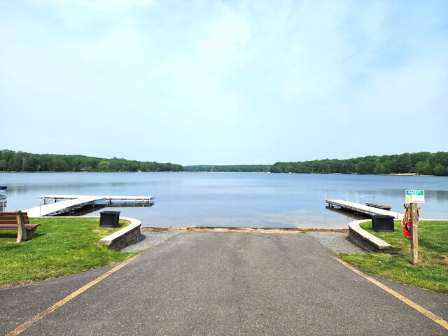 450 Bear Creek Lake Dr, Jim Thorpe, PA 18229 - dock featuring a boat ramp and a water view
