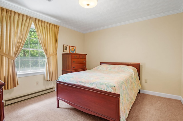 450 Bear Creek Lake Dr, Jim Thorpe, PA 18229 - carpeted bedroom with baseboard heating and ornamental molding