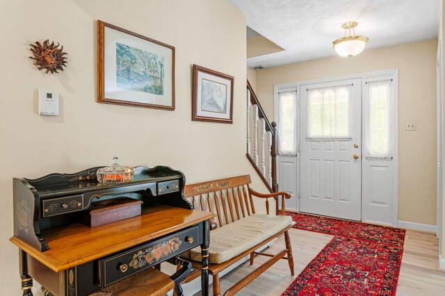 450 Bear Creek Lake Dr, Jim Thorpe, PA 18229 - foyer with light wood-style floors and stairway
