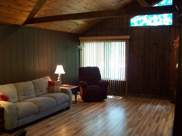 2112 Yorkshire Ct, Bushkill, PA 18324 - living room featuring plenty of natural light, wooden walls, wooden ceiling, and wood finished floors