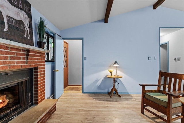 130 Deer Trail Dr, Saylorsburg, PA 18353 - living area featuring wood finished floors and a brick fireplace