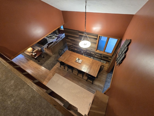 140 Boones Trl, Pocono Pines, PA 18350 - living room with lofted ceiling and wood finished floors