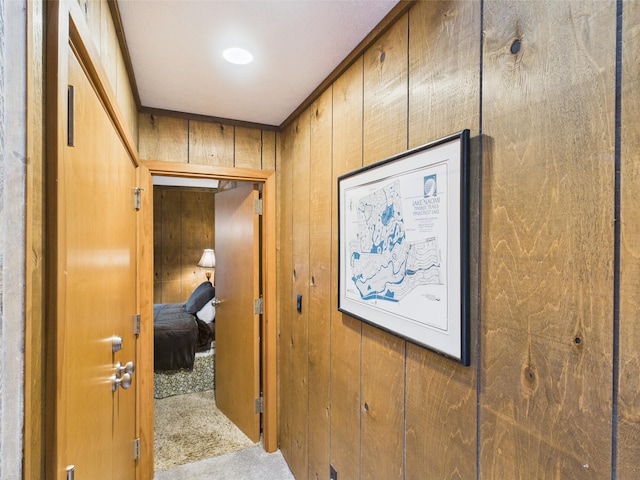 140 Boones Trl, Pocono Pines, PA 18350 - corridor with carpet and wooden walls