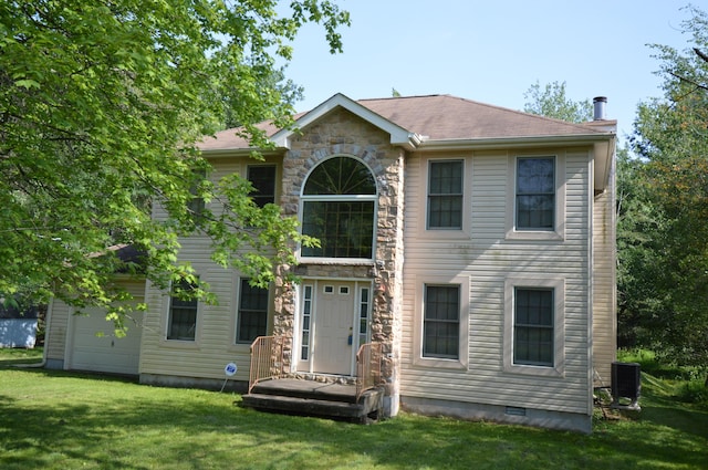 141 Fergus Way, Tobyhanna, PA 18466 - view of front of home with a front yard, crawl space, and stone siding
