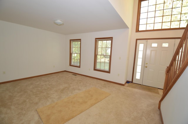 141 Fergus Way, Tobyhanna, PA 18466 - foyer entrance with light colored carpet and stairway