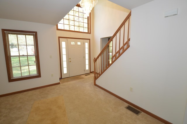 141 Fergus Way, Tobyhanna, PA 18466 - entryway featuring light carpet and stairs
