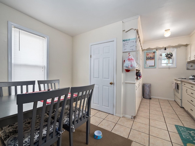 210 N Schanck Ave, Pen Argyl, PA 18072 - dining space featuring light tile patterned flooring, baseboards, and crown molding