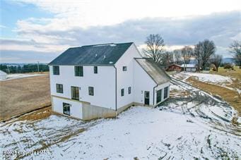 view of snow covered exterior