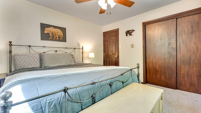 235 White Pine Ln, Pocono Lake, PA 18347 - bedroom with carpet flooring, a closet, and ceiling fan