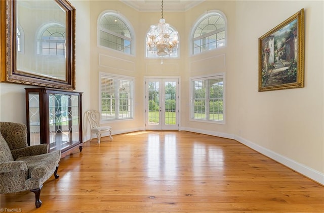 interior space featuring a chandelier