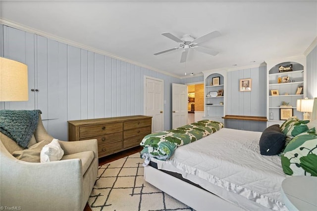 948 Kenleigh Cir, Winston-Salem, NC 27106 - bedroom with ornamental molding, light wood-type flooring, and a ceiling fan