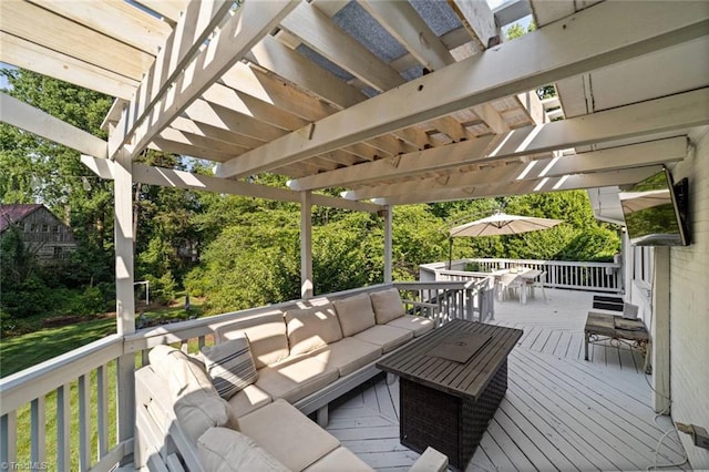 948 Kenleigh Cir, Winston-Salem, NC 27106 - deck featuring an outdoor hangout area, outdoor dining area, and a pergola