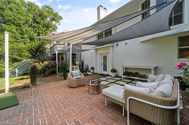 948 Kenleigh Cir, Winston-Salem, NC 27106 - view of patio featuring stairs and outdoor lounge area