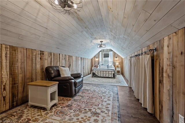 4420 Bunton Swaim Rd, Liberty, NC 27298 - unfurnished bedroom featuring lofted ceiling, wooden walls, and wood ceiling