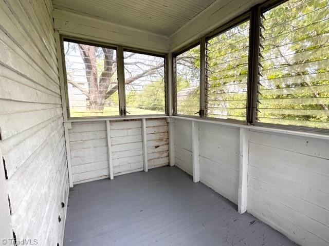 view of unfurnished sunroom
