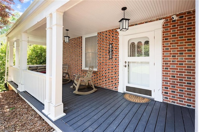 deck featuring covered porch