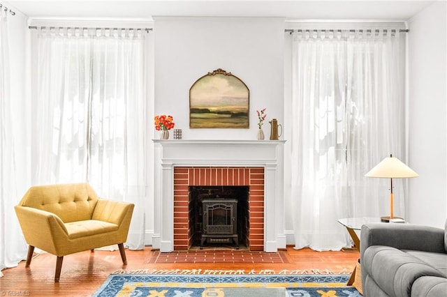 living area with wood finished floors