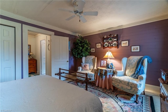 3775 Friendship Ledford Rd, Winston-Salem, NC 27107 - bedroom featuring a ceiling fan and ornamental molding