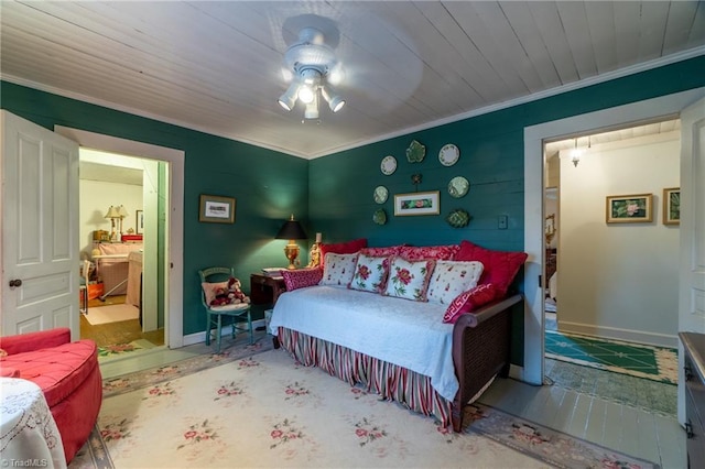 3775 Friendship Ledford Rd, Winston-Salem, NC 27107 - bedroom with crown molding, baseboards, and a ceiling fan