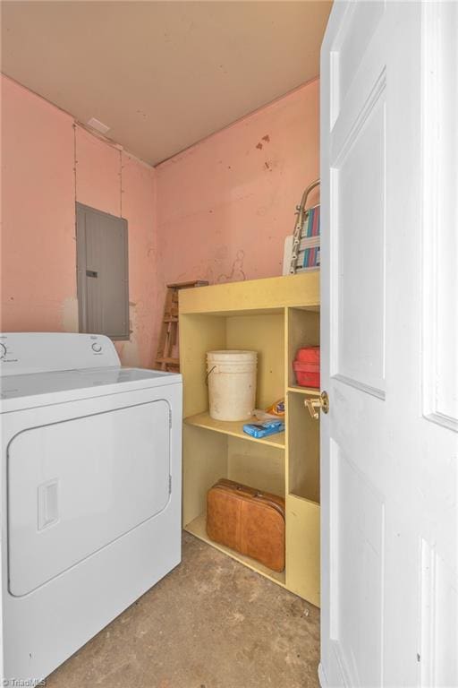 laundry room featuring washer / dryer and electric panel