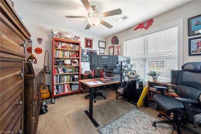 106 Oak Ridge Dr, Archdale, NC 27263 - carpeted home office with a ceiling fan