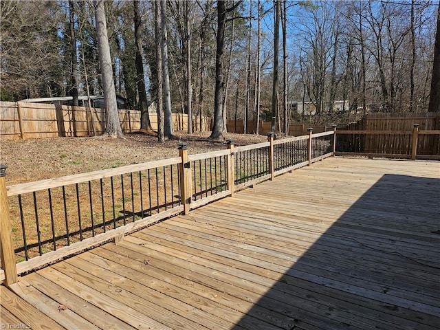 deck featuring a fenced backyard