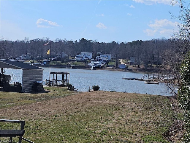 dock area featuring a water view