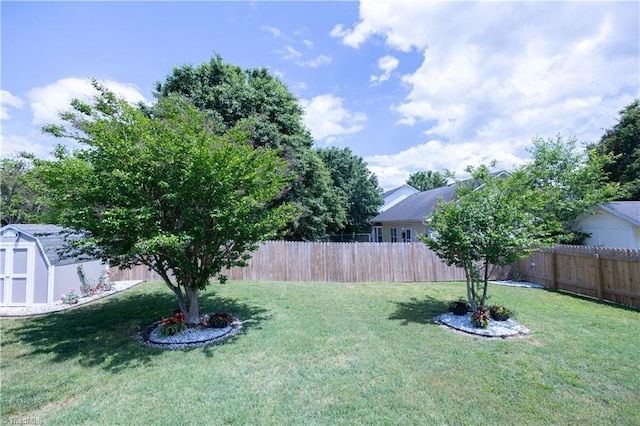 view of yard with a shed and an outbuilding