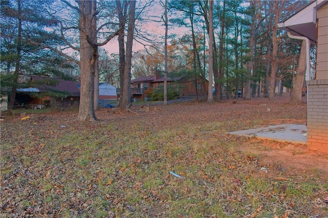 view of yard at dusk