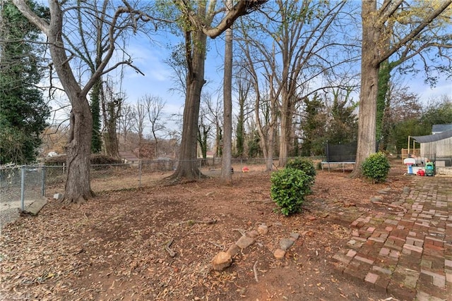 view of yard featuring a trampoline