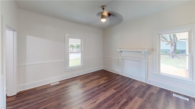1023 Spring St, Mount Airy, NC 27030 - unfurnished room featuring ceiling fan and dark wood finished floors