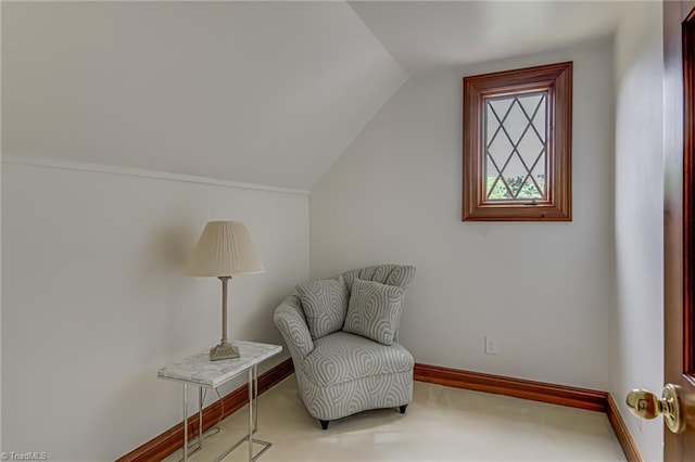 3705 Bradwyck Cir, Winston-Salem, NC 27104 - living area featuring lofted ceiling, carpet flooring, and baseboards