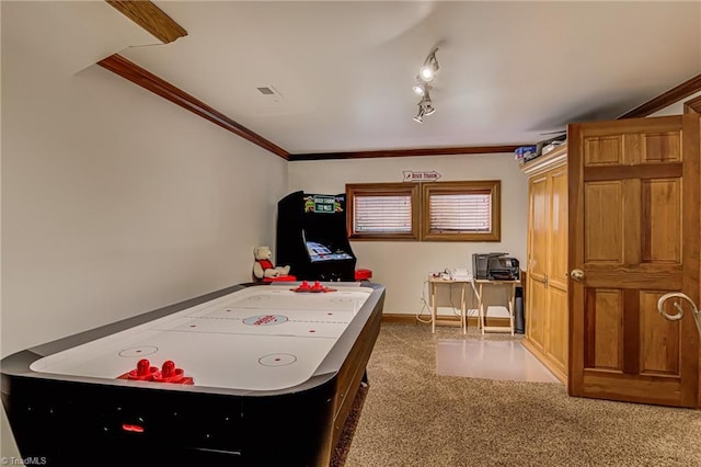 3705 Bradwyck Cir, Winston-Salem, NC 27104 - recreation room featuring carpet floors and ornamental molding