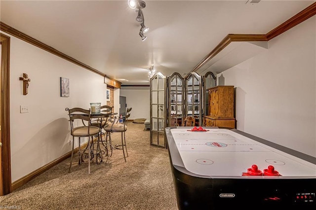 3705 Bradwyck Cir, Winston-Salem, NC 27104 - game room featuring crown molding and carpet floors