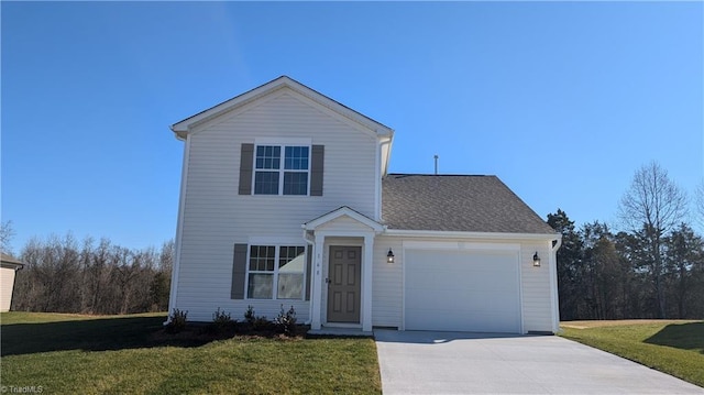 front of property featuring a garage and a front yard